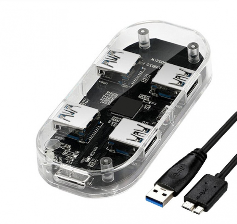 UTHAI高速USB3.0分線器全透明集線器電腦筆記本4口集線器USB 3.0轉換器