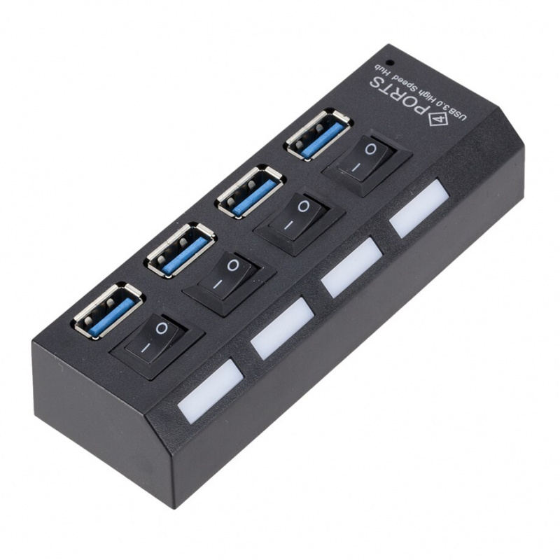 迷你 USB 集線器 3.0 超高速 5Gbps usb3.0 4 端口集線器便攜式微型 USB 3.0 集線器分離器，帶外部電源適配器，適用於 PC Acc