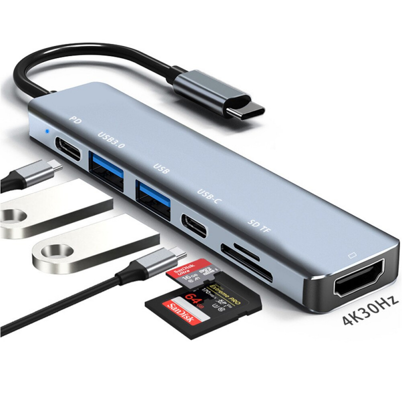 USB C 集線器帶充電器讀卡器 PD 電源 HDMI 適配器 USB 3.0 分離器底座適用於 Macbook Air M1 PC 筆記本電腦配件