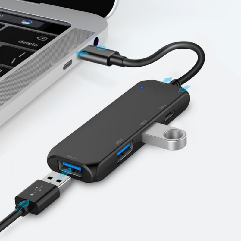 高品質 4 合 1 C 型集線器擴展塢多集線器 PD 充電端口分離器音頻適配器適用於帶 USB 端口的 Macbook Air