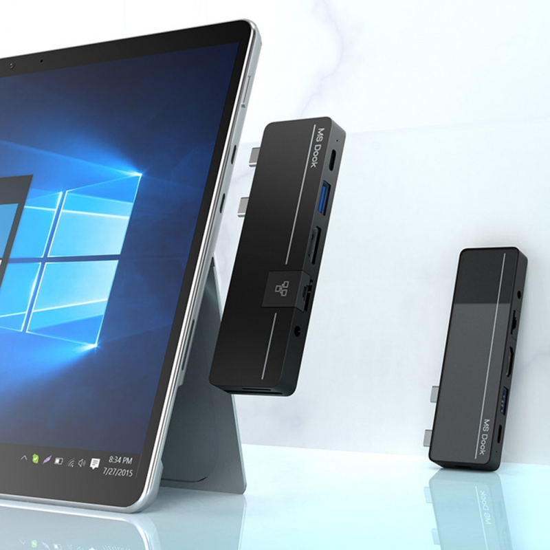 適用於 Microsoft Surface Pro 8 的 USB C 集線器 兼容 HDMI 的 RJ45 千兆 USB3.0 TF 讀卡器 適用於 Surface Pro X 的 PD Type-C 適配器