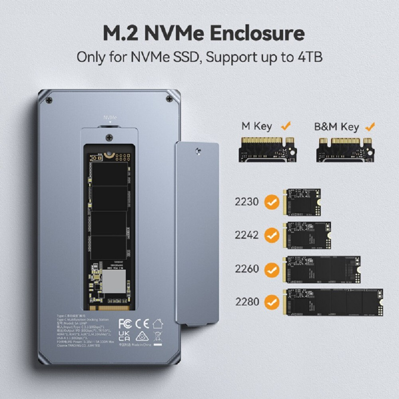 iDsonix 10 合 1 USB-C 擴展塢雙顯示器 USB-C 集線器帶 M.2 NVMe 外殼 3.5 毫米全功能集線器適用於 Mac 帶 HDMI