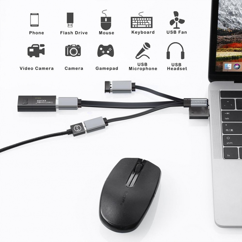 3 合 1 USB Type-C 轉 USB A 適配器集線器 3 端口 USB C OTG 集線器 2xUSB 2.0 + 1xUSB 3.0 適用於 MacBook Pro、Google Pixe