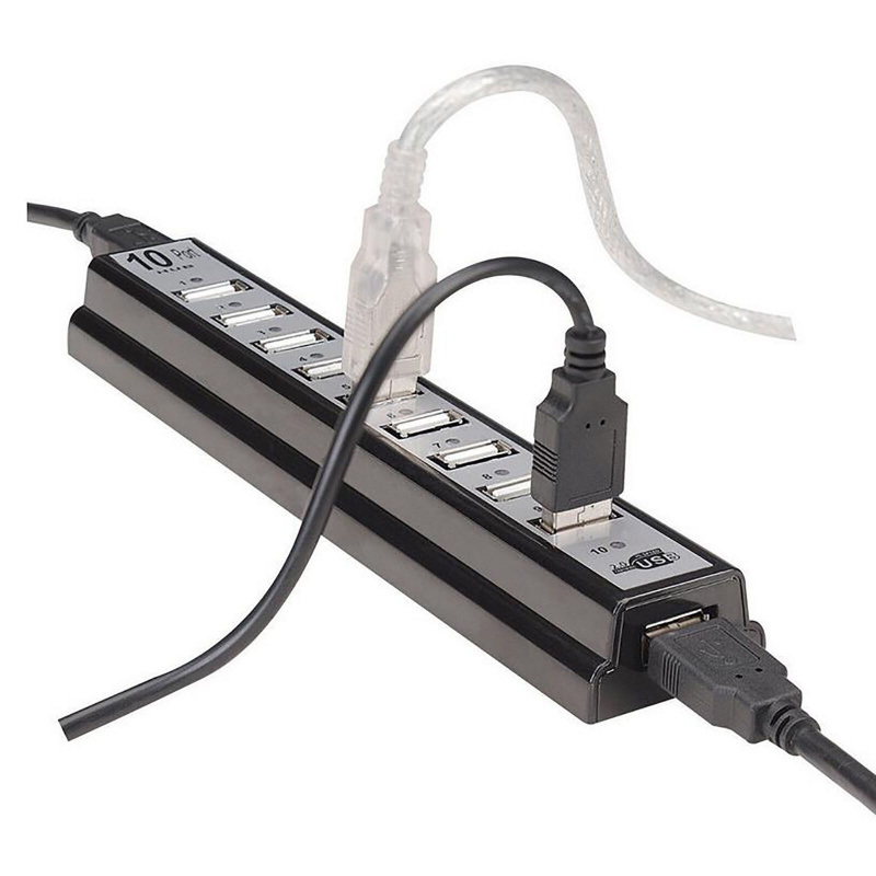 10 端口高速 USB 2.0 集線器 + PC 筆記本電腦多功能擴展配件電源適配器#g3