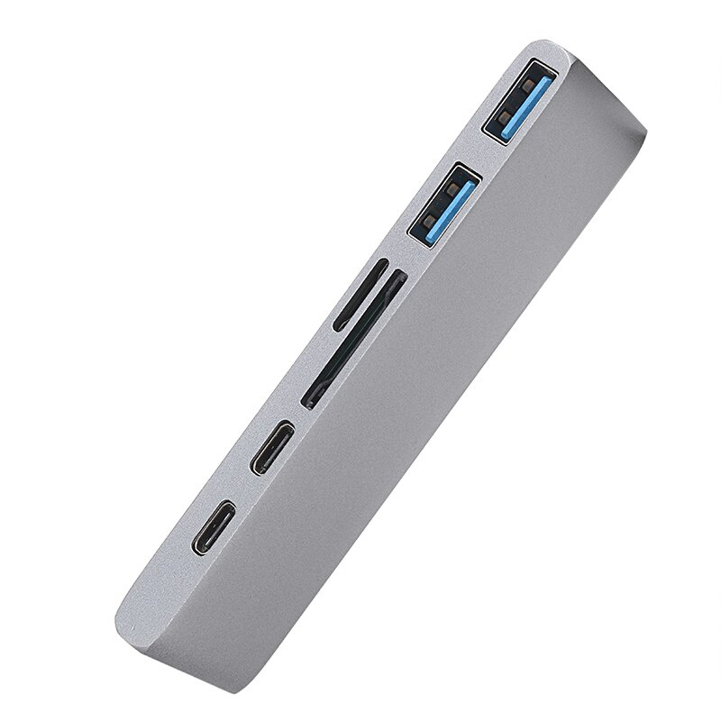 Pohiks 1 件耐用鋁合金 7 合 1 雙 Type-C 集線器高速 USB3.0 4K 轉換器適用於 13 15 英寸 MacBook Pro