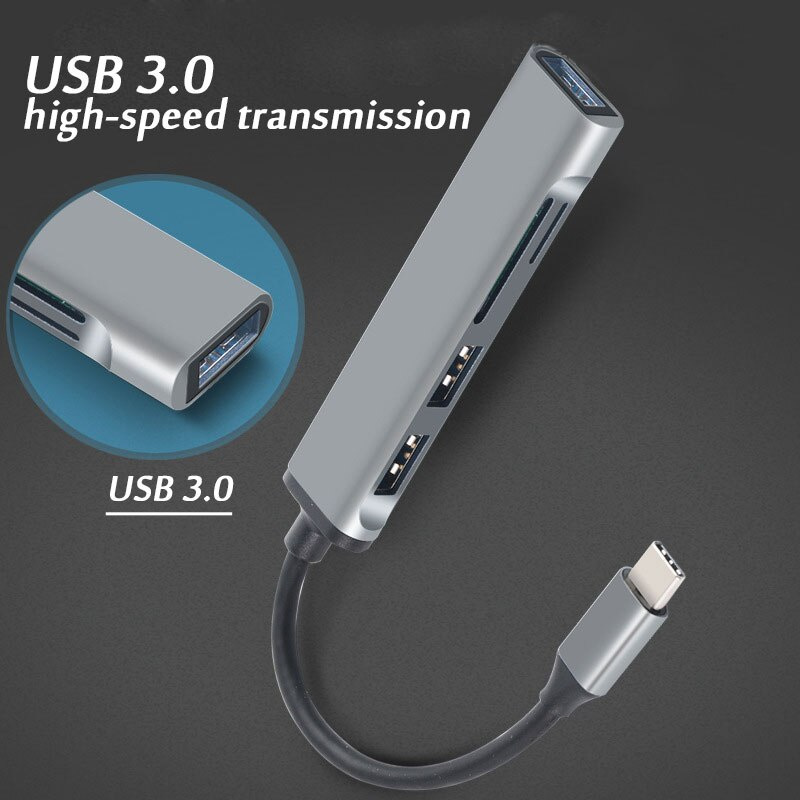 高速 C 型 HUB 多端口 USB 3.0 HUB 分離器讀卡器帶 SD TF 端口適用於 Macbook 電腦配件