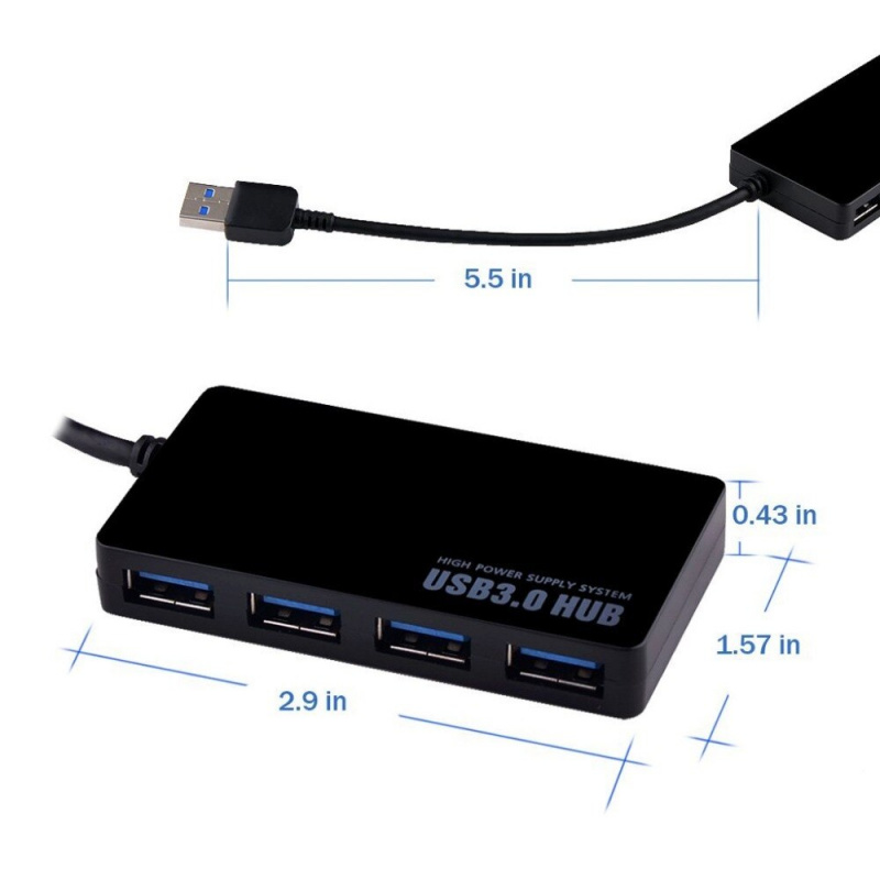 1 件 SuperSpeed 5Gbps 4 端口 USB 3.0 集線器 USB 分離器適配器端口適用於筆記本電腦電腦外圍設備配件 - 黑色