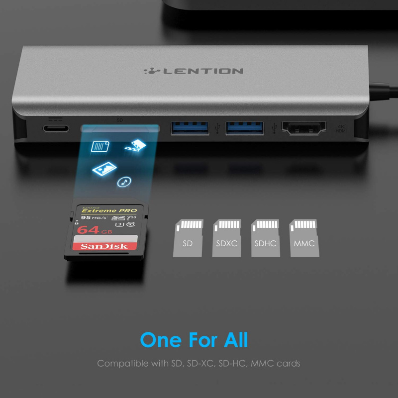 USB C 千兆以太網集線器，帶 4K HDMI、2 個 USB 3.0、讀卡器、Type C 充電、適用於 MacBook Pro16 的數字 AV 多端口適配器