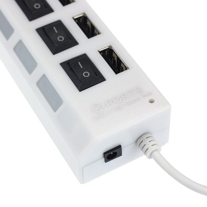 USB 2.0 適配器集線器 7 端口擴展器多個高速 LED 開 關電源開關辦公電腦電纜配件