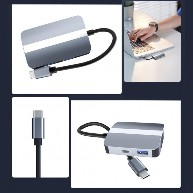 電纜集線器實用 5 合 1 擴展塢 USB3.0 USB 2.0 LAN RJ45 電纜集線器 TF SD 卡讀卡器電腦配件