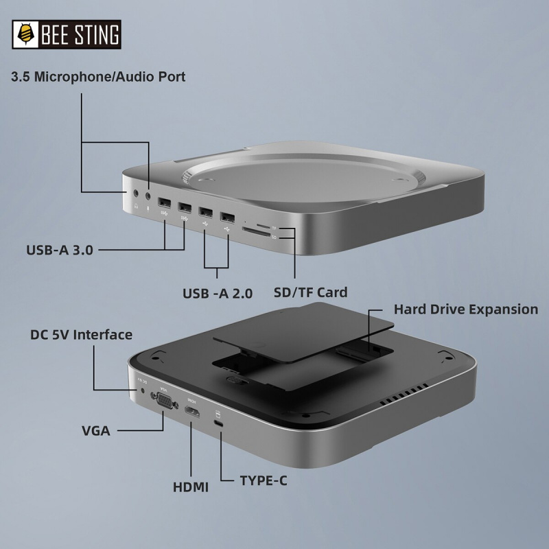 USB-C 集線器 12 合 1 帶 SATA 硬盤驅動器外殼適用於 Mac Mini USB 3.0 集線器適用於 2020 全新 Mac mini M1 Type-C SSD 外殼 SD TF 讀卡器
