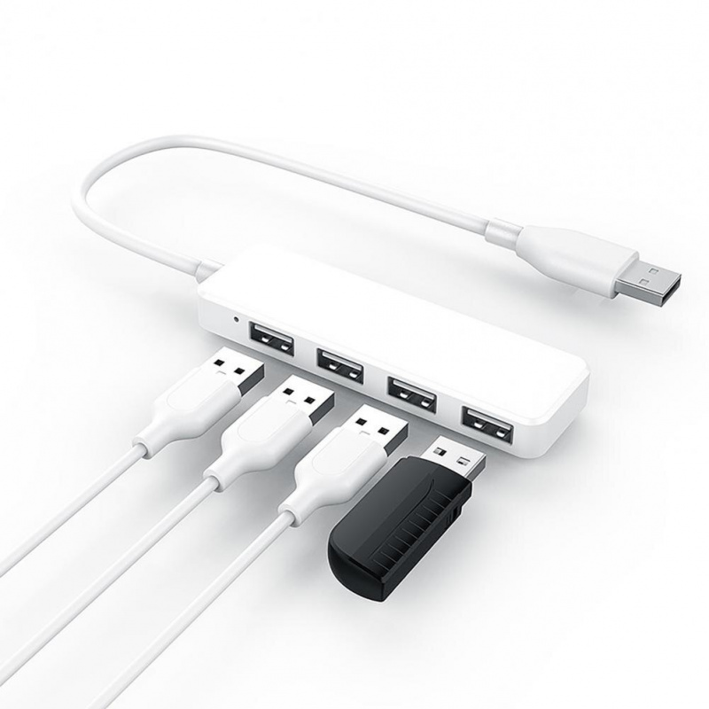 擴展塢快速傳輸即插即用超薄 4 合 1 USB2.0 分線器電纜 USB 集線器適用於計算機