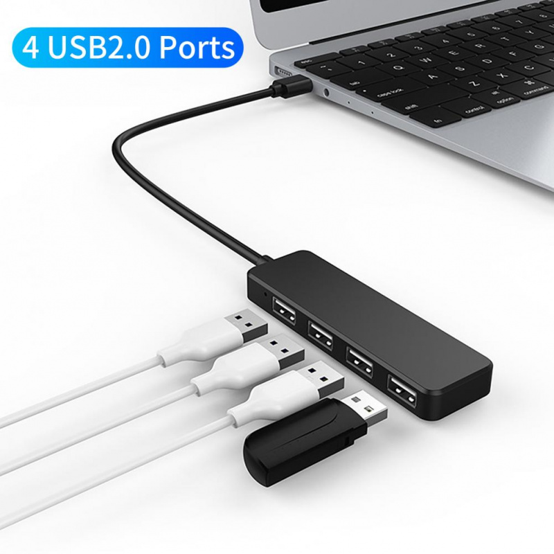 擴展塢快速傳輸即插即用超薄 4 合 1 USB2.0 分線器電纜 USB 集線器適用於計算機