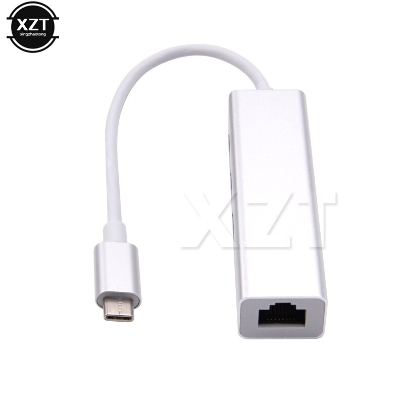 1 件 Type-C 集線器 USB-C 至 3 端口 USB 3.0 集線器，帶 RJ45 以太網適配器網絡 LAN USB 集線器，適用於 Apple USB 3.1 MacBook