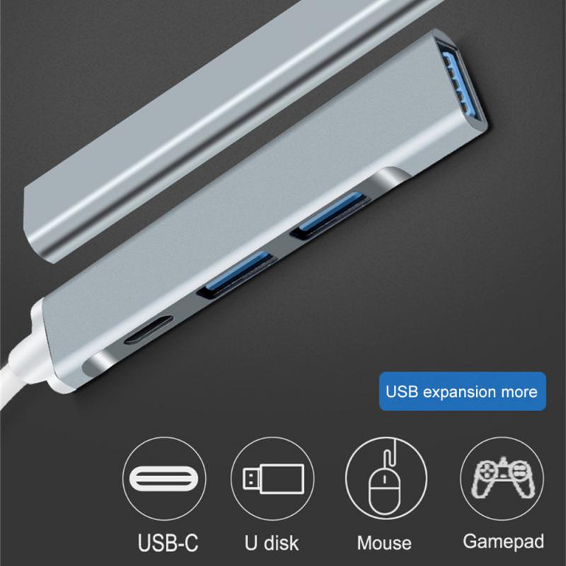 C 型 USB C 集線器擴展塢高速 4 端口多分離器適配器 OTG 適用於聯想華為小米 Macbook Pro 15 Air Pro 配件