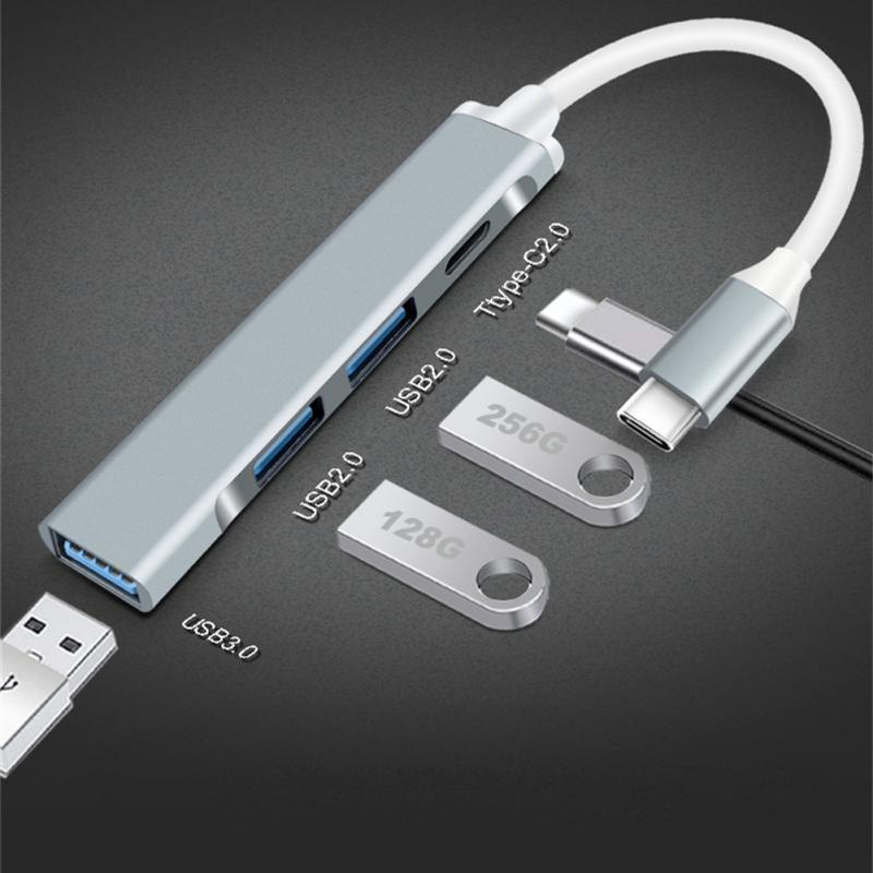 C 型 USB C 集線器擴展塢高速 4 端口多分離器適配器 OTG 適用於聯想華為小米 Macbook Pro 15 Air Pro 配件