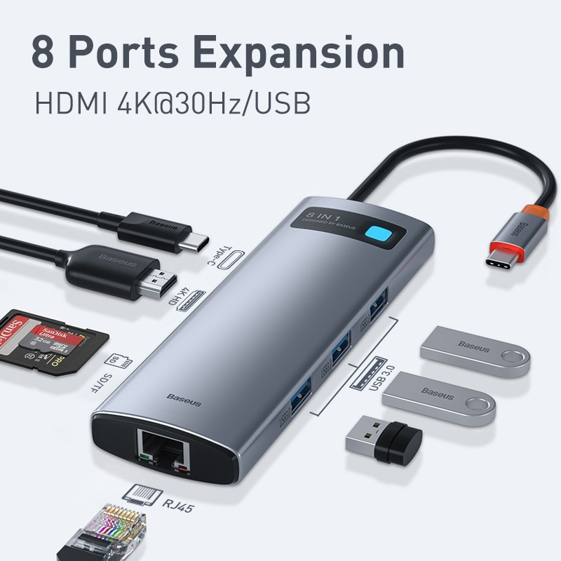 倍思 USB C HUB Type C 轉 HDMI 兼容 USB 3.0 適配器多功能 Type C HUB 底座適用於 MacBook Pro Air USB C 擴展器