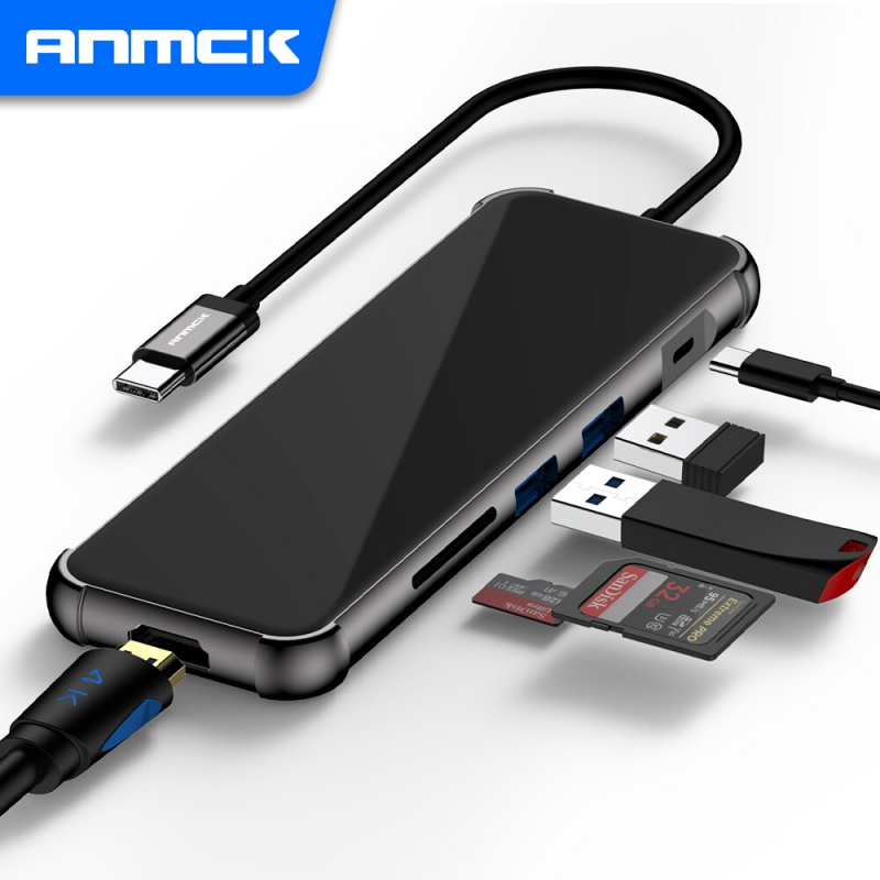 Anmck USB C 集線器 Type C 轉 HDMI 兼容 A 開關 USB 3.0 適配器 Type-C 擴展塢 適用於 MacBook Air 筆記本電腦 USB C 分配器