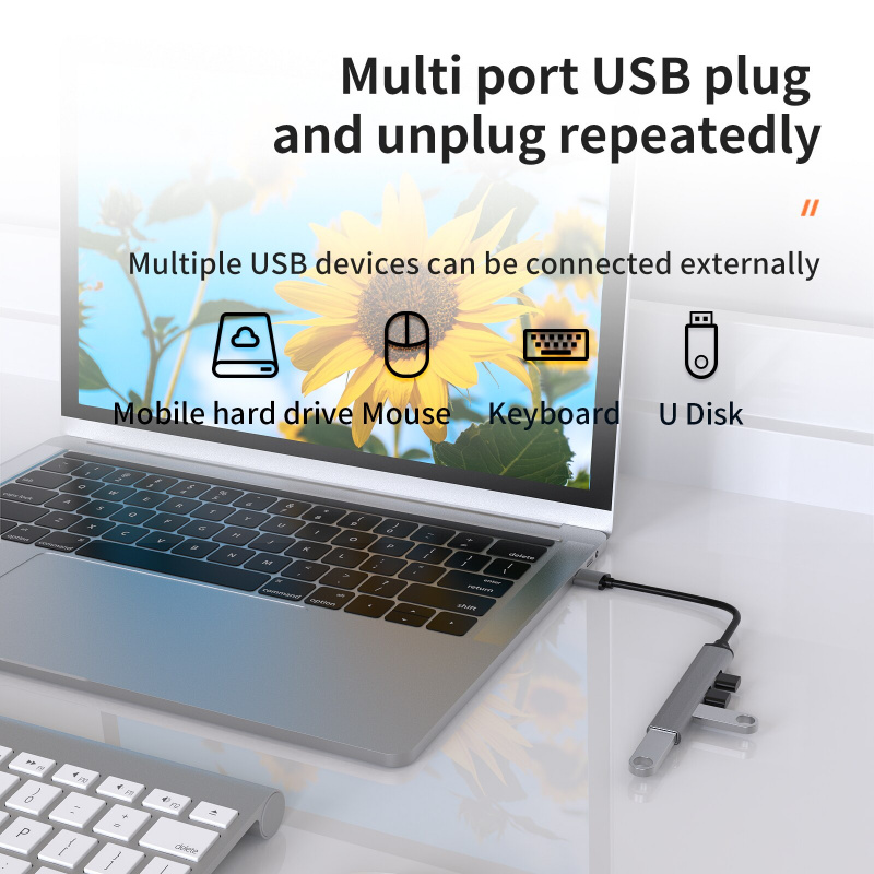 USB 擴展塢 Type C HUB 4 端口多分離器適配器適用於 Macbook Pro Air 聯想小米華為 PC 配件
