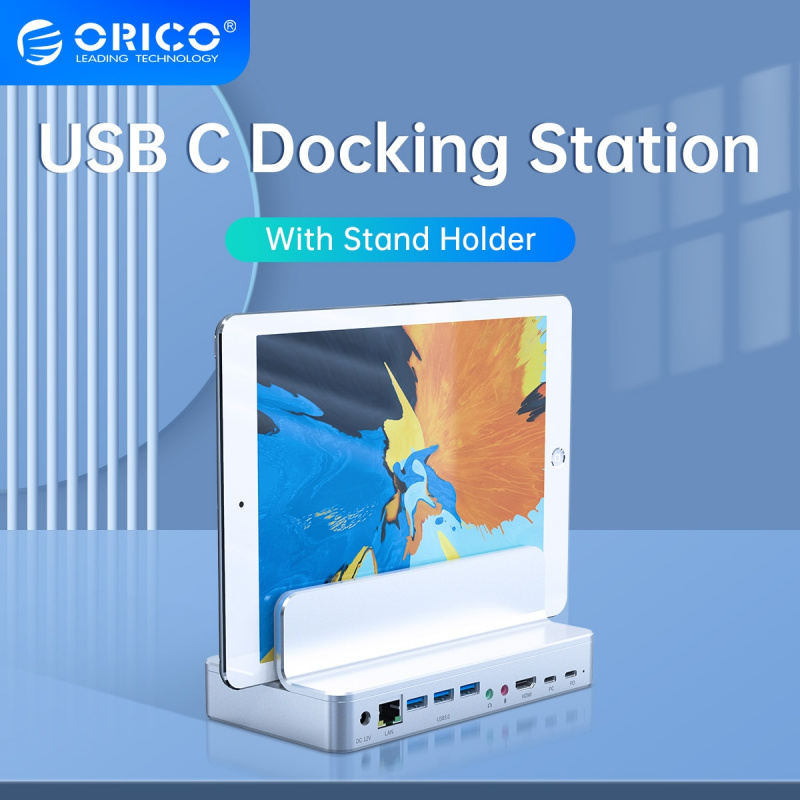ORICO USB C HUB With Adjustable Stand Holder Type C to USB3.0 RJ45 PD Dock  Adapter Splitter for PC Accessories