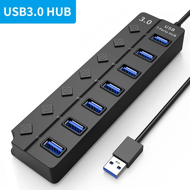 Multiple Expander 2.0 with Switch USB 2.0 USB Hub 3.0 Hub USB 3 4 7 Port for Multi USB Splitter Power Ada