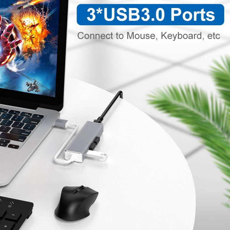 tebe 4 合 1 USB C 以太網適配器集線器 Type-c 至 3  USB 3.0 10 100Mbps RJ45 局域網適配器適用於 Macbook Air Windows
