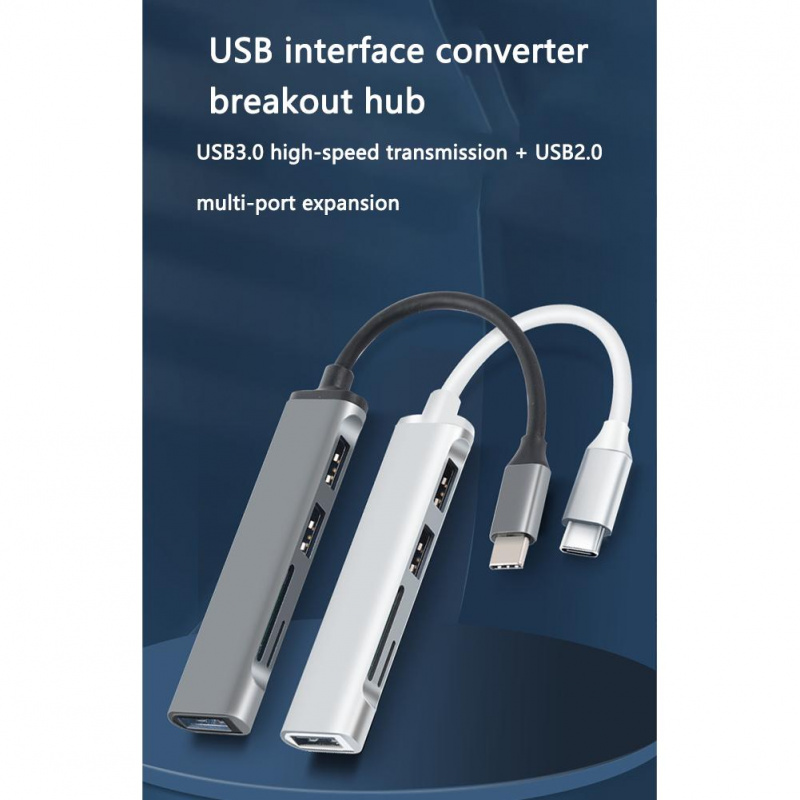 5 合 1 USB C 集線器底座適用於 Macbook Multi 3.0 USB 集線器 Type C 適配器讀卡器分離器適用於 SD TF 適用於筆記本電腦 HUB