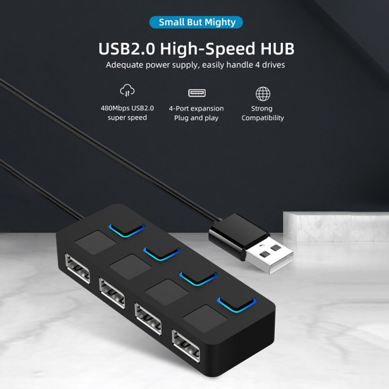高品質 Ultra 數據集線器 USB 閃存驅動器 4 端口 USB 2.0 集線器分離器多 USB 電源適配器適用於筆記本電腦台式電腦