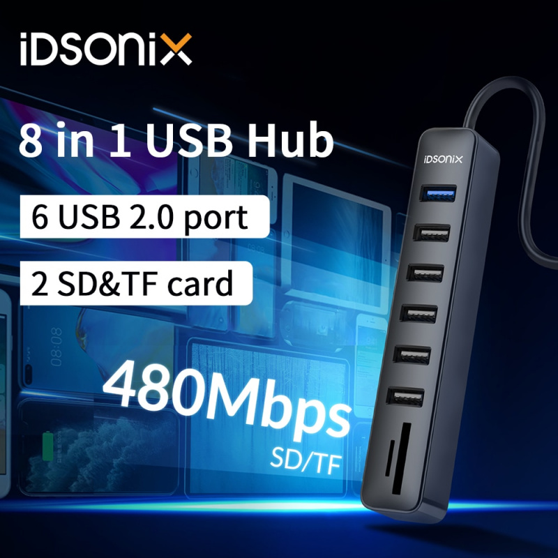 iDsonix 8 端口 3.0 USB 集線器集線器 8 合 1 USB 數據高速多分配器 USB 適配器擴展器適用於台式機筆記本電腦適配器 USB