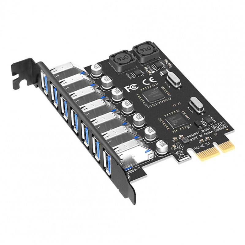 USB 3.0 PCI-E 擴展卡適配器 7 端口 USB 3.0 集線器適配器外部控制器 PCI-E 擴展器 PCI Express 卡適用於台式機