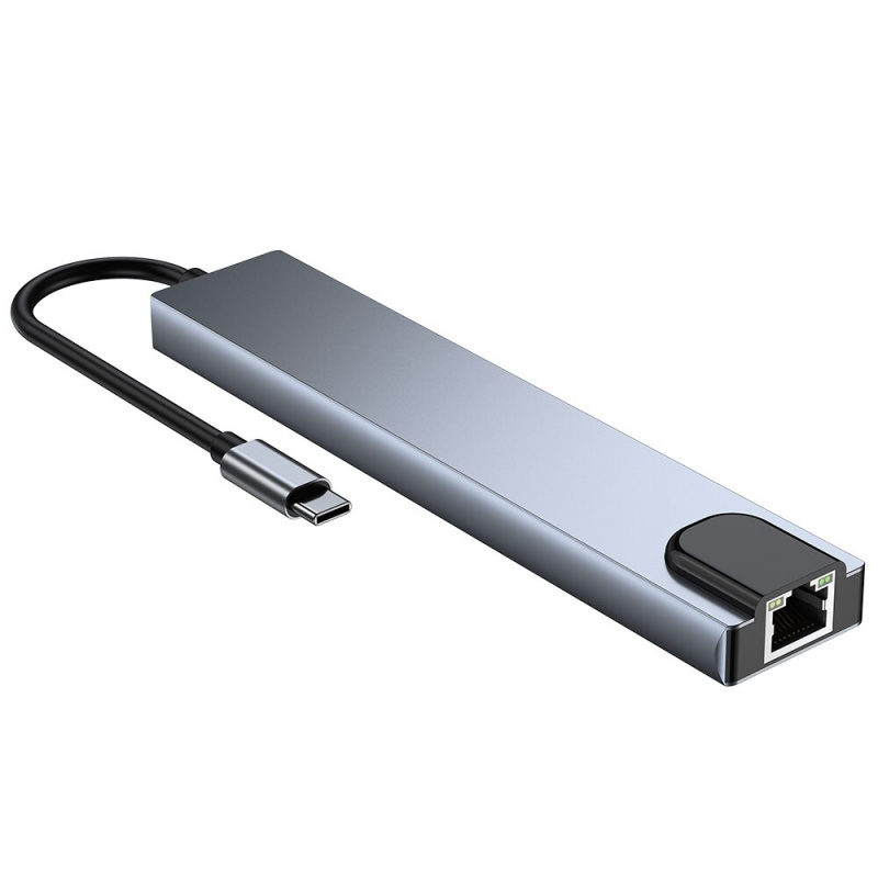 8 合 1 USB C 集線器擴展塢 C 型轉 4K HDMI BYL-2017L 筆記本電腦適配器 RJ45 SD TF 讀卡器 PD 快速充電適用於 MacBook