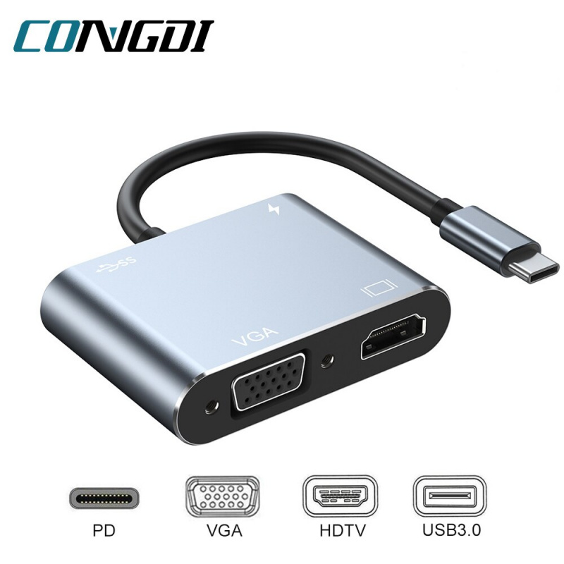 USB C Hub To USB 3.0 VGA 4K HDMI-compatible Adapter PD Fast Charging for Macbook pro Samsung s9 s10 Huawei Type-C Splitter