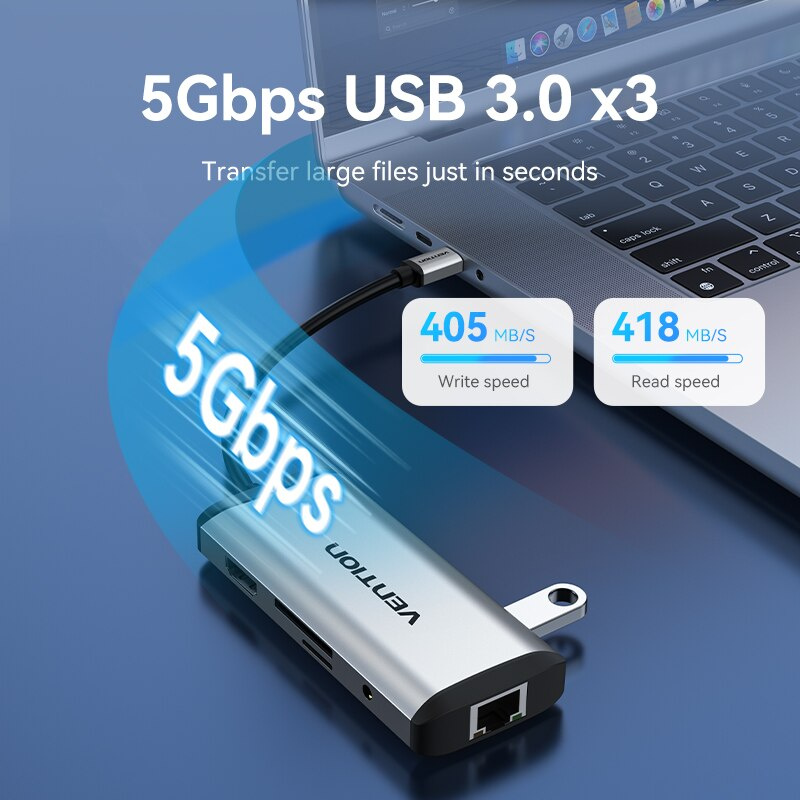 Vention USB C HUB Type C 轉 HDMI 兼容 USB 3.0 適配器多功能 Type C HUB 底座適用於 MacBook Pro Air USB C 分離器