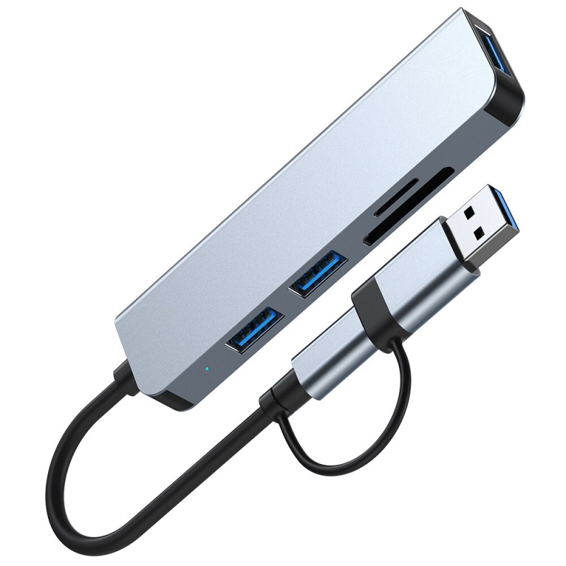5 合 1 USB C 集線器 USB 3.0 C 型分離器多端口擴展塢適配器 USB 擴展器 SD TF 卡適用於 MacBook iPad 小米手機平板電腦