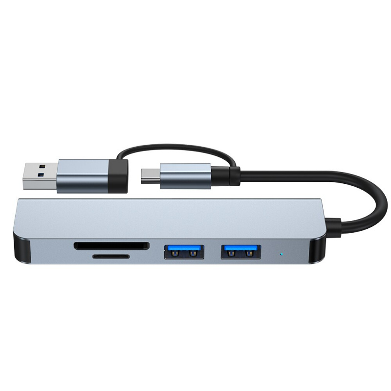 5 合 1 USB C 集線器 USB 3.0 C 型分離器多端口擴展塢適配器 USB 擴展器 SD TF 卡適用於 MacBook iPad 小米手機平板電腦