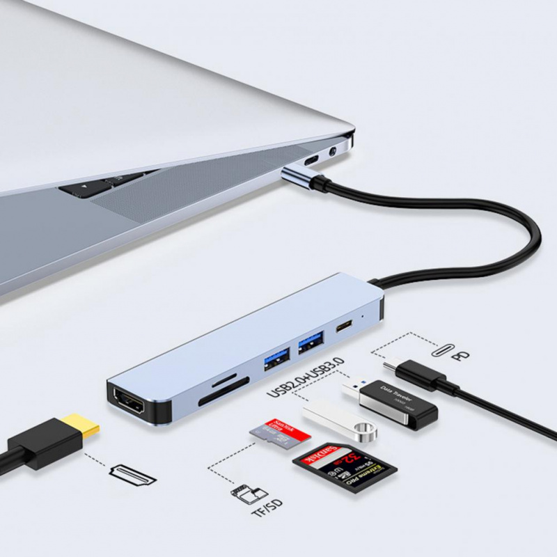 USB C 集線器堅固穩定輸出緊湊型 6 合 1 USB C 型集線器電腦配件