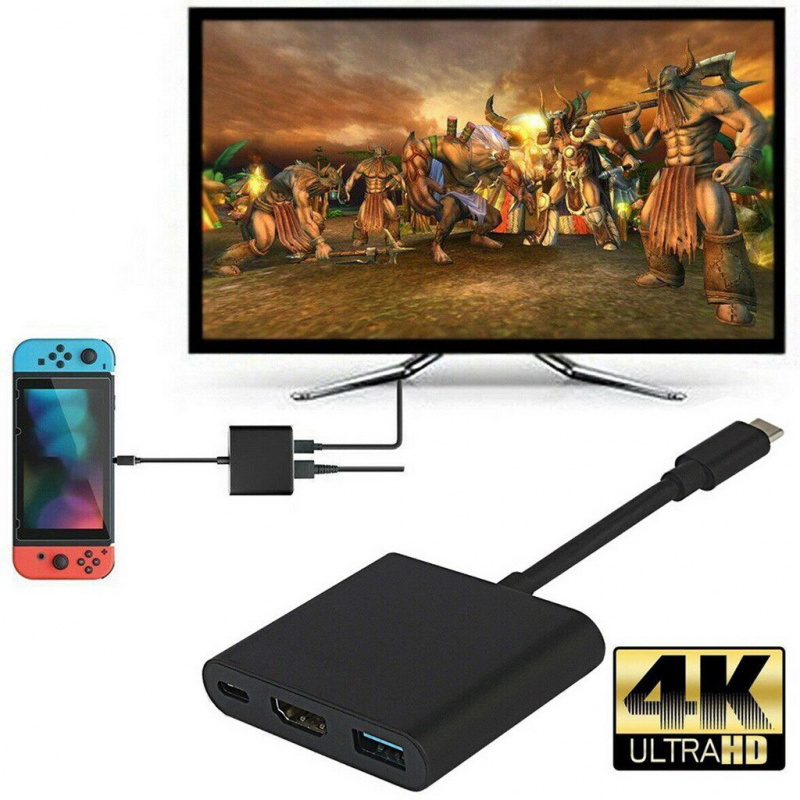 1080P 4K HDMI 兼容適配器適用於 Nintendo Switch USB C 轉換器 Type-C 集線器適配器 USB-C 連接器小工具 USB Адаптер