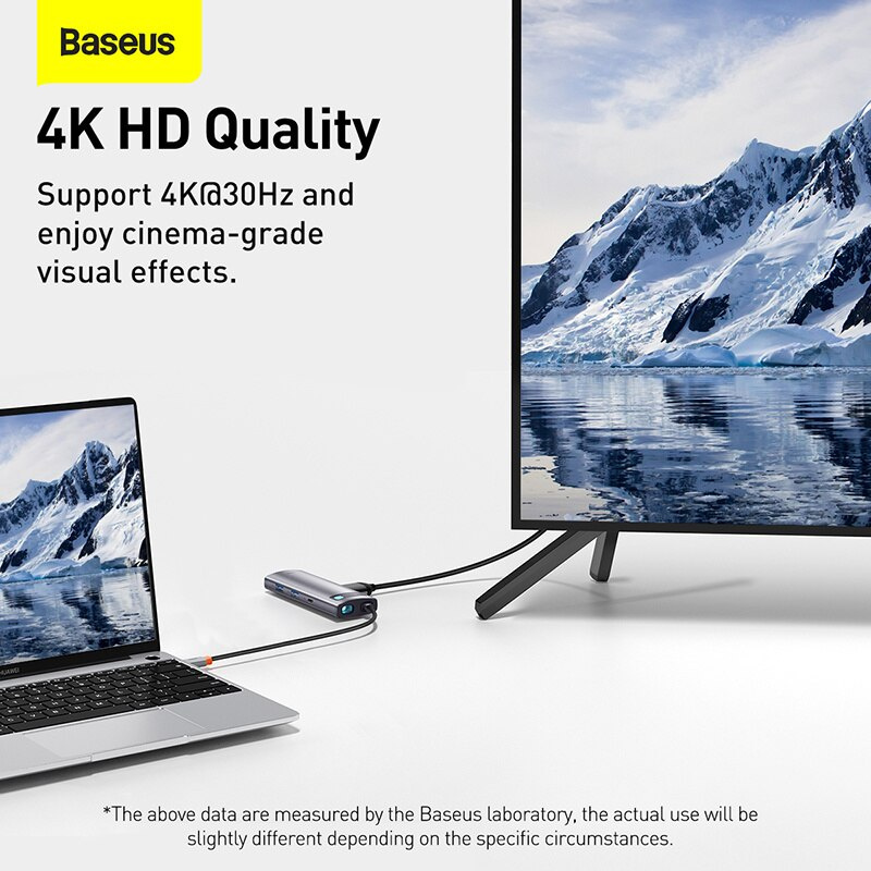 Baseus USB C HUB 轉 HDMI 兼容 USB 3.0 適配器 PD 100W USB C 分配器 7 合 1 Type C HUB 擴展塢 適用於 MacBook Pro Air