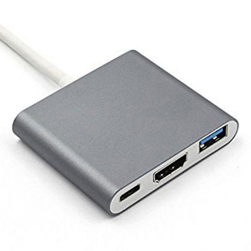 USB C 集線器轉 HDMI 兼容適配器適用於 Macbook Pro Air 3 USB C 型集線器轉 HDMI 兼容 4K USB 3.0 端口 USB-C