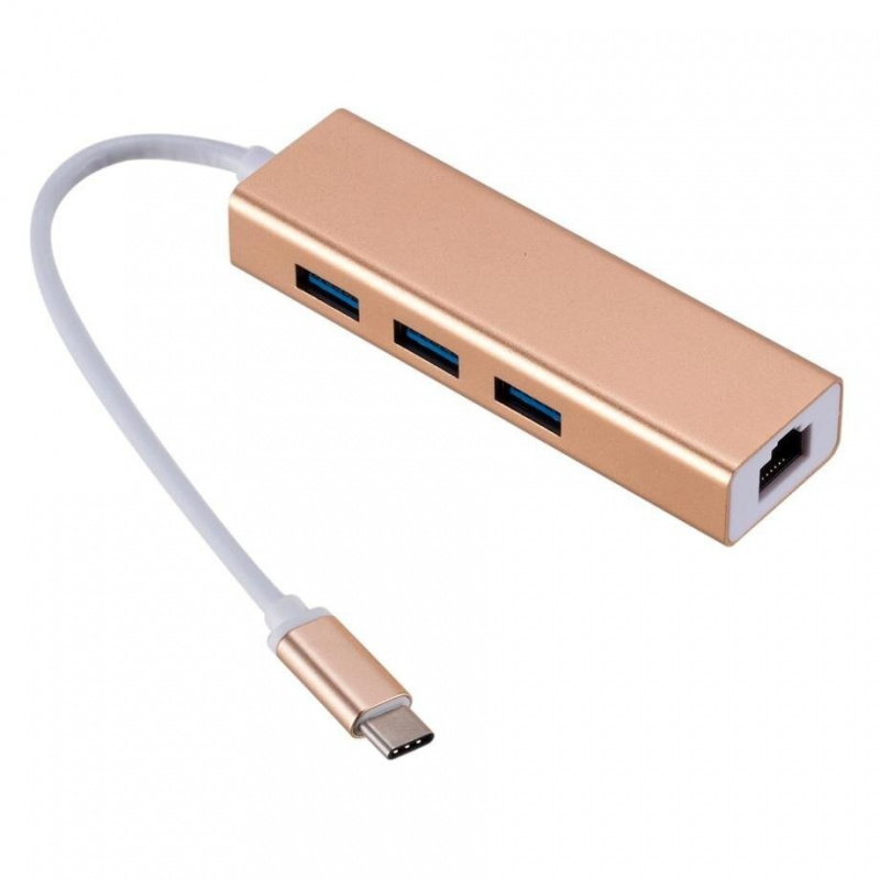 PzzPss USB 3.1 HUB Type C to Ethernet Network Adapter 100 Mbps RJ45 USB 3.1 With 3 USB 3.0 Ports USB Splitter For PC Mac