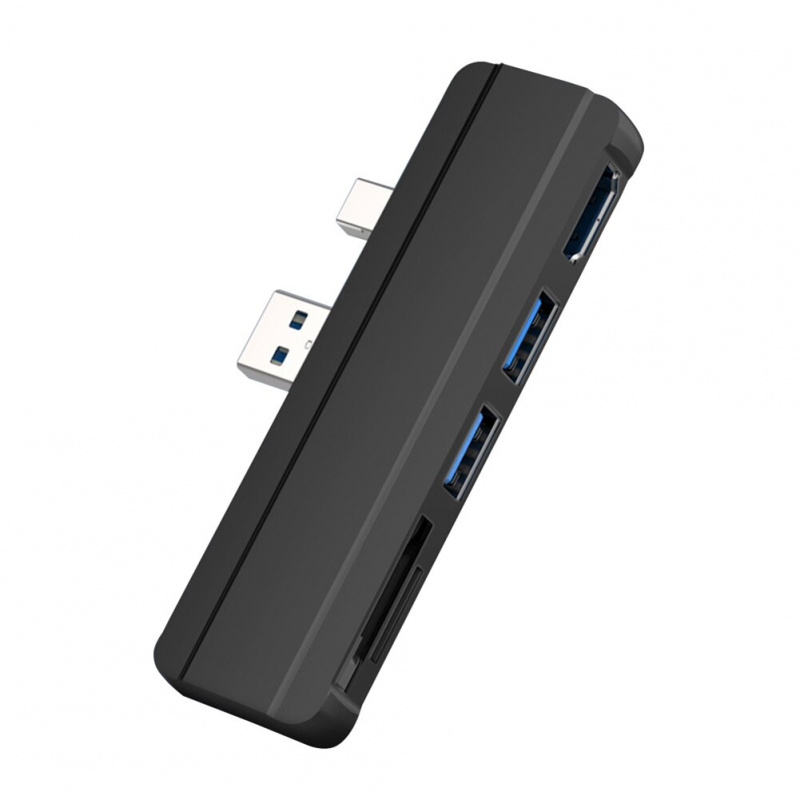 適用於 Surface Pro 6  Pro 5  Pro 4 的 5 合 1 USB 集線器，帶 4K HDMI 兼容 5 端口 USB 3.0 內存卡插槽讀卡器適配器