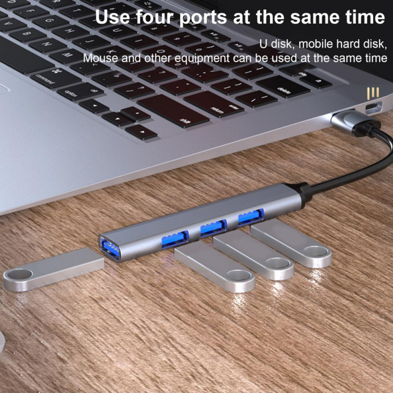 擴展塢 4 端口高速便攜式 USB 2.0 3.0 5Gbps USB 集線器分離器擴展器適用於計算機