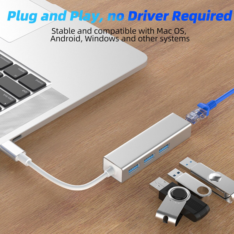 USB C 型集線器以太網 RJ45 網絡 LAN 適配器 USB 3.0 2.0 集線器筆記本電腦電纜分配器適用於 MacBook Pro 三星 PC 配件