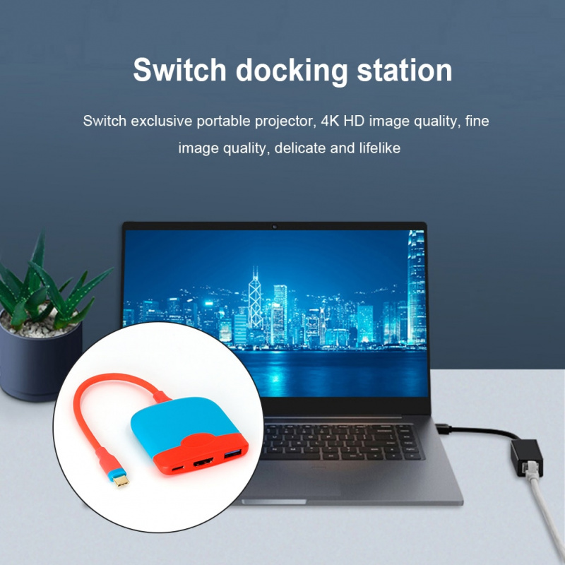 Type-C to HDMI-compatible PD USB 3.0 HUB 3 in 1 4K Video Converter Portable Docking Station TV Adapter Fit for