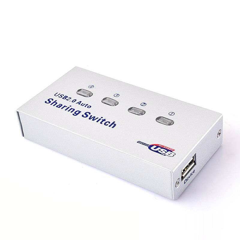 USB 自動切換盒 4 進 1 出 USB2.0 集線器分配器多台計算機共享一個 USB2.0 設備