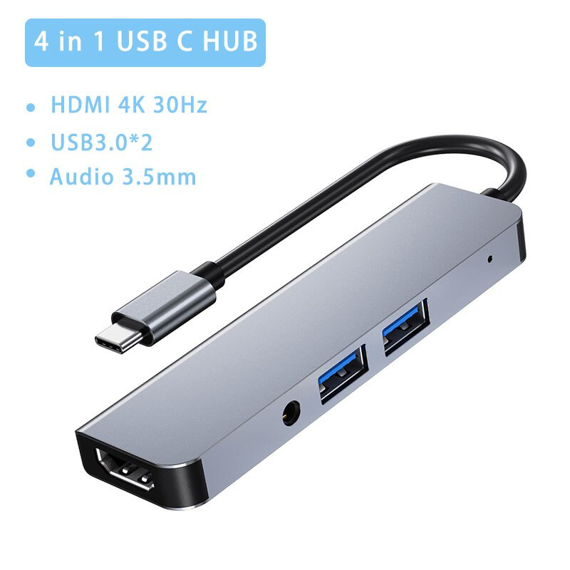 4 合 1 USB C 集線器轉 4k HDMI 帶 PD 充電 USB3.0 USB 分配器適用於 Macbook Pro 華為 Mate 帶 Type C 筆記本電腦 USB 集線器 3.0