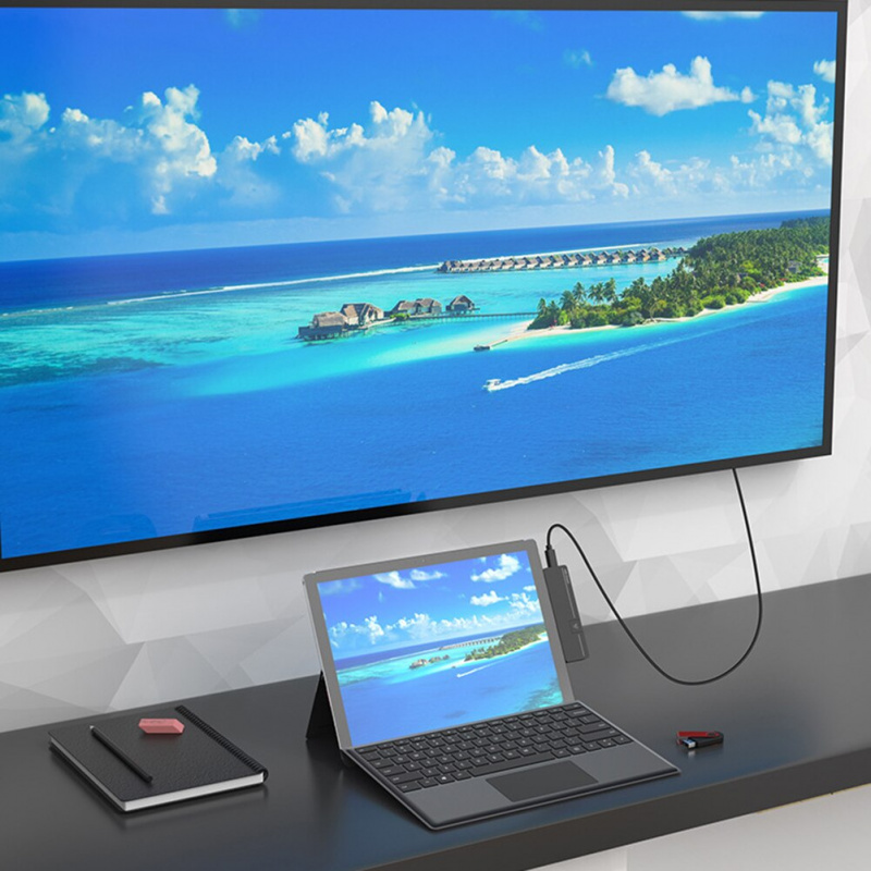 適用於 Surface Pro x Pro8 安全數字 TF 卡的 USB 擴展塢 HUB 兼容 HDMI 的數據傳輸