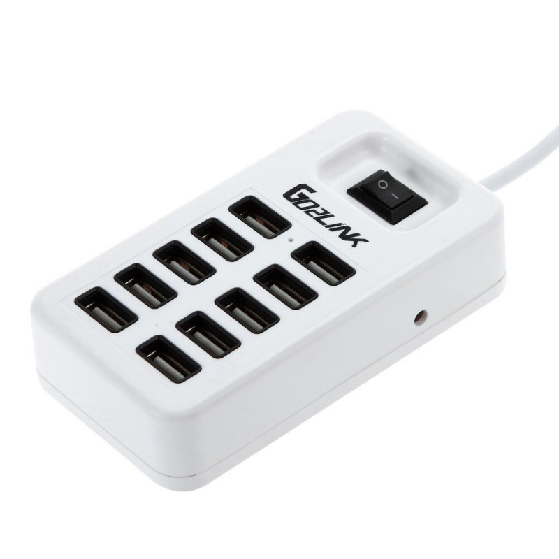 Go2link 白色黑色 USB 2.0 OTG 集線器適配器 100 厘米電纜長度充電集線器，用於數據傳輸