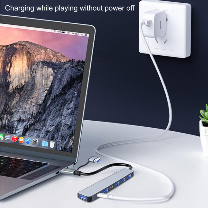 Dongle Adapter Reliable 7 in 1 USB C Hub Adapter Multiport USB C Hub 7 in 1 USB C Dongle Adapter 電腦配件