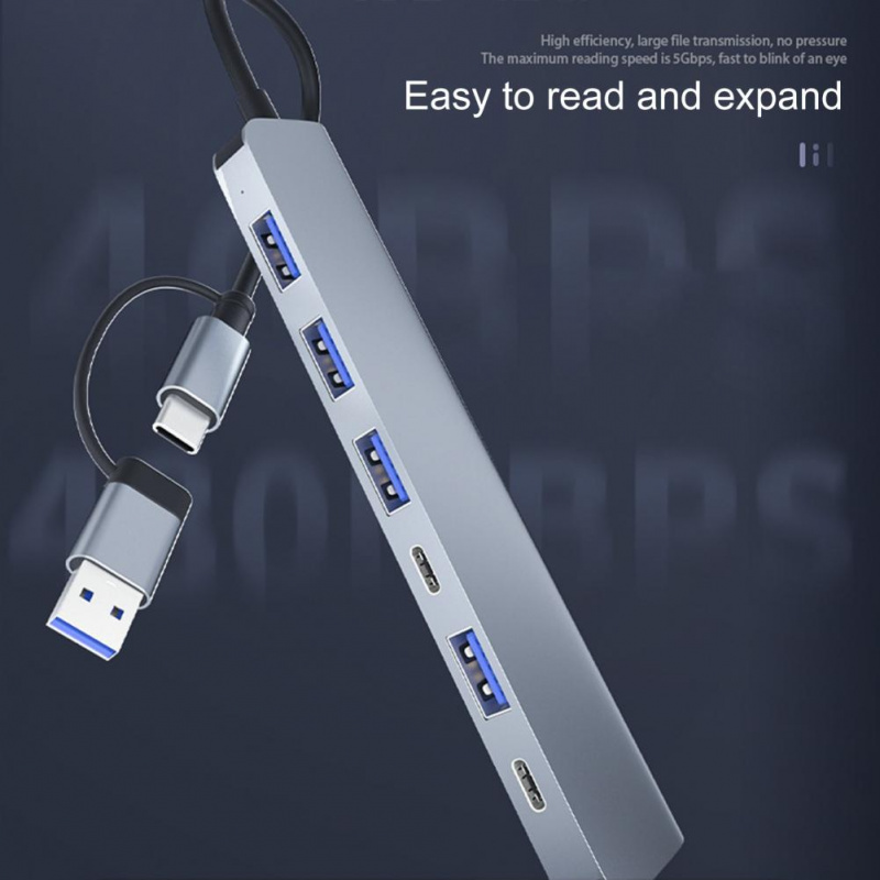 Dongle Adapter Reliable 7 in 1 USB C Hub Adapter Multiport USB C Hub 7 in 1 USB C Dongle Adapter 電腦配件